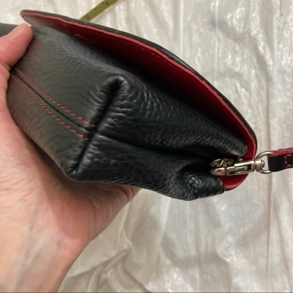 Borlino black Italian leather clutch bag wristlet